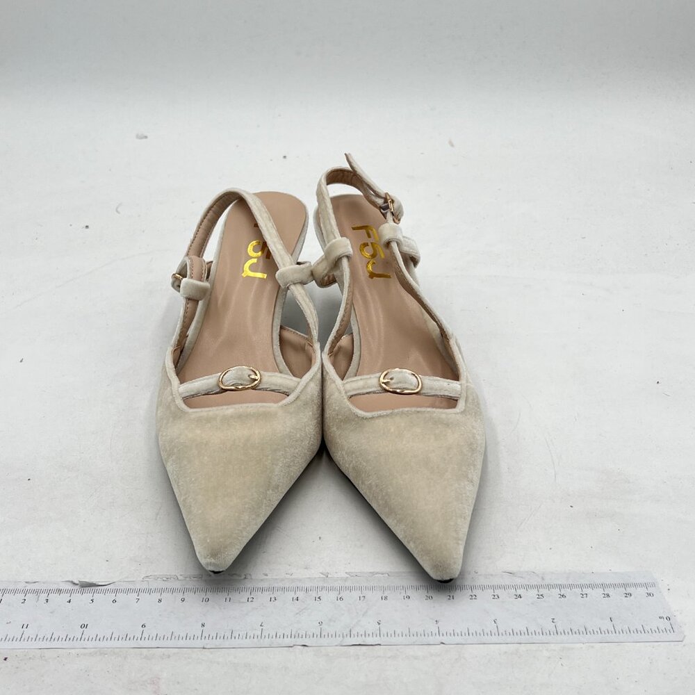 FSJ Cream Heels for Women - Picture 2 of 6